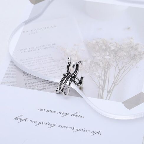 Punk Octopus Ear Cuff Earrings Silver Octopus Earrings Squid Cuff Wrap Earring Tentacle Ear Cartilage Earring Climber Crawler No Piercing Halloween Jewelry for Women(1PCS） in Saudi Arabia