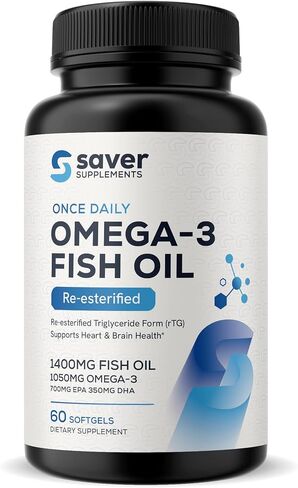 Omega 3 Fish Oil 1400 mg for Women & Men, 60 Softgels | Re-esterified Triglyceride Form (rTG), High EPA & DHA in Saudi Arabia