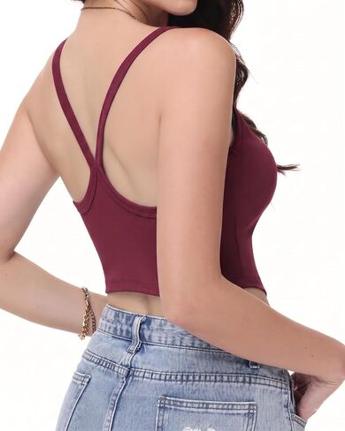 2 Pack Ribbed Camisole Crop Tops for Women Spaghetti Strap Cropped Tank Top in Kuwait