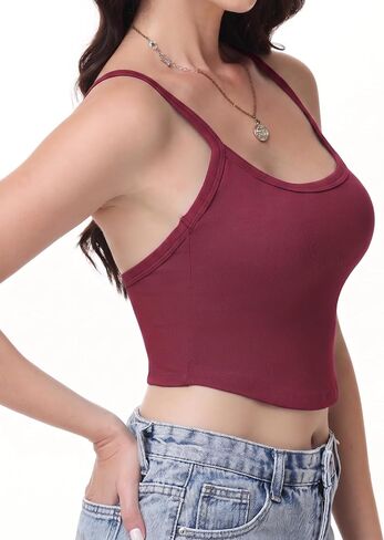 2 Pack Ribbed Camisole Crop Tops for Women Spaghetti Strap Cropped Tank Top in Kuwait