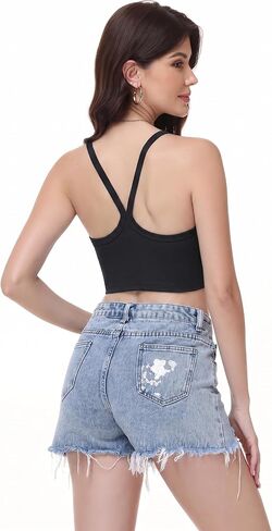 2 Pack Ribbed Camisole Crop Tops for Women Spaghetti Strap Cropped Tank Top in Kuwait