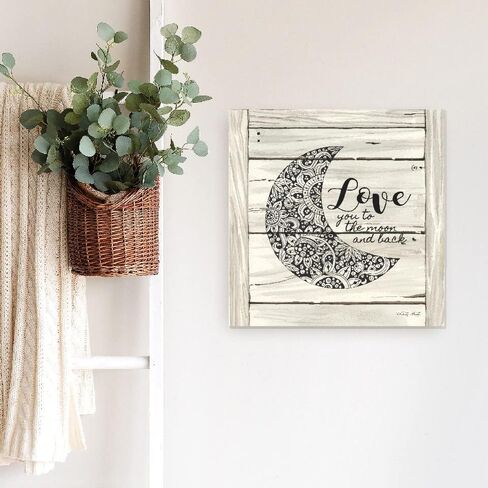 Love You To The Moon And Back White Farmhouse Style Wood Wall Decor Sign 12x12 in Kuwait
