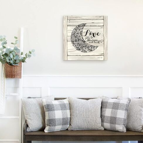Love You To The Moon And Back White Farmhouse Style Wood Wall Decor Sign 12x12 in Kuwait