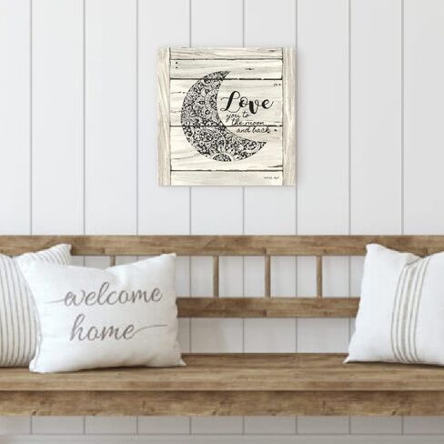 Love You To The Moon And Back White Farmhouse Style Wood Wall Decor Sign 12x12 in Kuwait