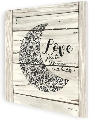 Love You To The Moon And Back White Farmhouse Style Wood Wall Decor Sign 12x12 in Kuwait