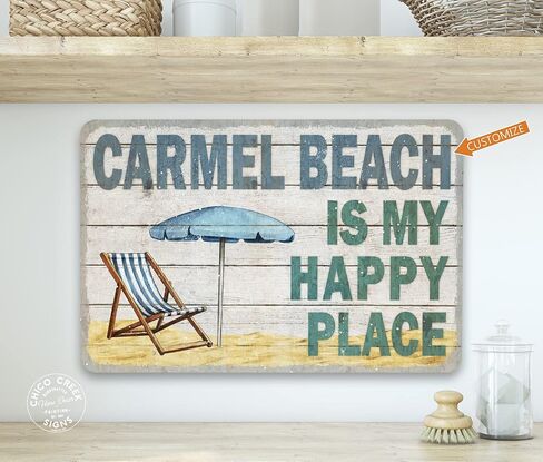 Custom This is My Happy Place Sign Personalized Décor Wall Art Beach Theme Seaside Venice Pismo 208122002019 in Kuwait