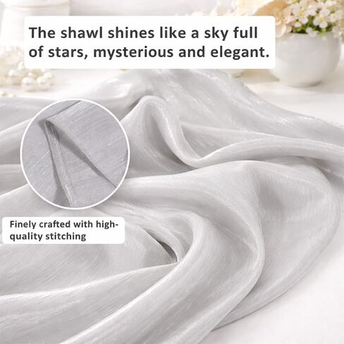 Shawls and Wraps for Evening Dresses Formal Silver Wrap Shawl Bridal Shawl Shall for Dress Formal Lightweight Scarf Wedding in Saudi Arabia
