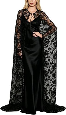 Women Lace Shawl Cape Mesh Sheer Poncho Top Capelets for Evening Dress Shawl Wraps Cover Up Wedding Party in Kuwait
