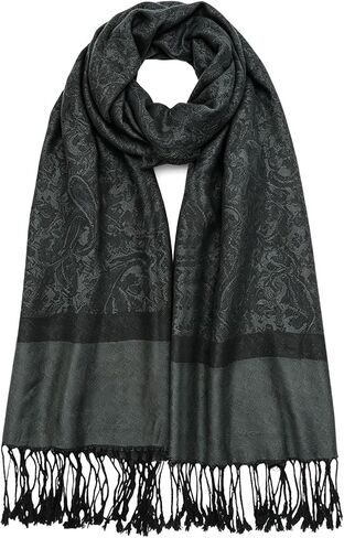 Reversible Paisley Pashmina Shawl Wrap Exotic Rave Pashmina Scarf for Women Wedding Party Travel Daily Wear Black in Saudi Arabia