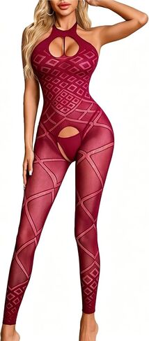 ADOME Sexy Lingerie For Women Fishnet Bodysuit Fishnet Stockings for Women | Body Stockings for women Sexy fishnet lingerie One Piece Mesh Lace Women's Exotic Costumes in Saudi Arabia
