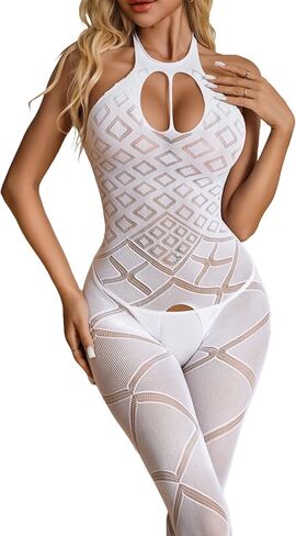 ADOME Sexy Lingerie For Women Fishnet Bodysuit Fishnet Stockings for Women | Body Stockings for women Sexy fishnet lingerie One Piece Mesh Lace Women's Exotic Costumes in Saudi Arabia
