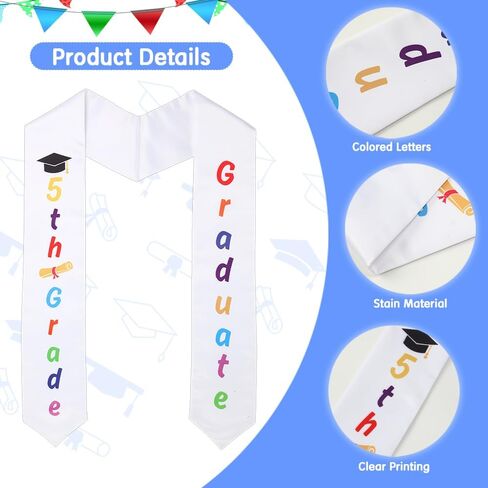 5th Grade Graduation Stole, 5th Grade Graduation Sash, Class of 2026 Fifth Graduate Sash Scarf for Graduations Party Supplies in Saudi Arabia