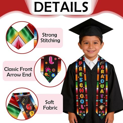 Mexican Preschool Kindergarten Graduation Stole Mexico Graduation Sash for Kids Class of 2026 Flower Grad Stoles Sashes Gifts for Girls Boys Unisex Graduates Party Decoration 30 Inch in Saudi Arabia