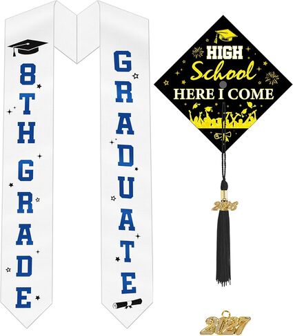 8th Grade Graduation Stole, Class of 2026 Graduation Sash Cap, Middle School Promotion Sash, Grad Keepsake Gift in Kuwait