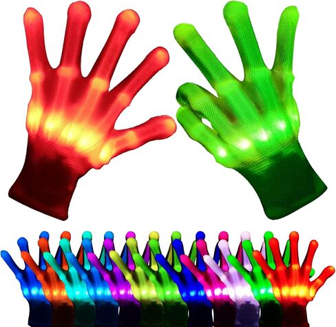LED Light Up Gloves for Kids Teens Adults, Stocking Stuffers, Party Gifts for Halloween Christmas Birthday, 1 Pair in Saudi Arabia