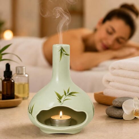 Handmade Ceramic Palo Santo Holder, Incense Burner with Chimney and Ash Catcher for Palo Santo Sticks, Sage & Incense Cones, Mini Fireplace Decor for Reading, Meditation, Yoga, Weekend in Saudi Arabia