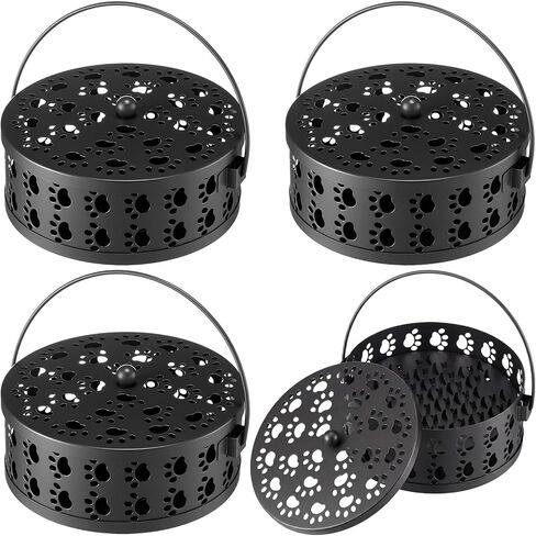 Lallisa 4 Pieces Incense Coil Holder Mosquito Coil Holder Cat Paw Cutout Design Retro Portable Round Metal Hanging Incense Burner Holders with Handle for Home Camping Indoor Outdoor Patio(Bronze) in Kuwait