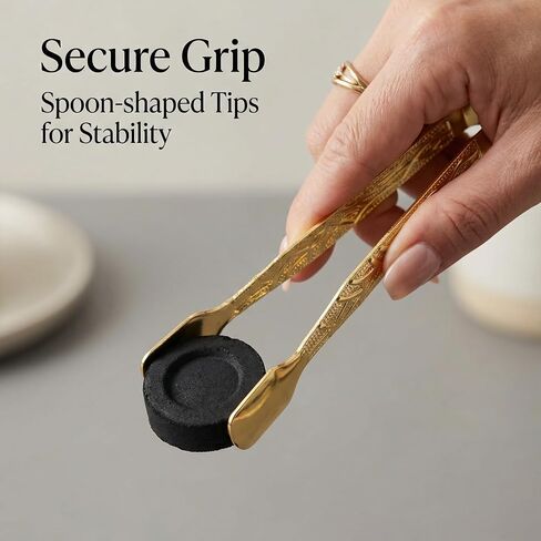 2Pcs Charcoal Tongs Small Metal Fire Tong Rake Gold Little Firewood Holder for Picking Up Briquettes Tablets Disk Burner Censer Accessories in Saudi Arabia