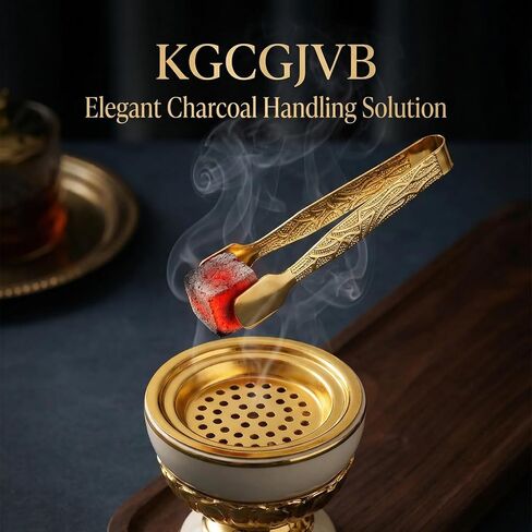 2Pcs Charcoal Tongs Small Metal Fire Tong Rake Gold Little Firewood Holder for Picking Up Briquettes Tablets Disk Burner Censer Accessories in Saudi Arabia