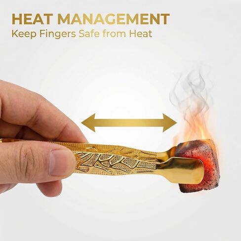 2Pcs Charcoal Tongs Small Metal Fire Tong Rake Gold Little Firewood Holder for Picking Up Briquettes Tablets Disk Burner Censer Accessories in Saudi Arabia
