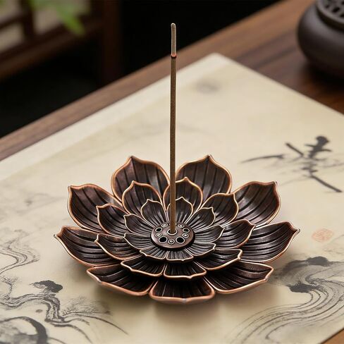 2 Pcs Incense Holder for Sticks, Lotus Incense Burner Holder with Ash CatcherIncense Stick Holders for Meditation Decor Home Yoga Decor Spiritual Decorations(Red Copper) in Kuwait