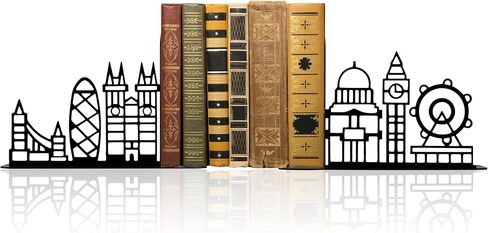 Metal City Skyline Modern Bookends, New York Themed Decorations, NYC Skyline Souvenirs in Saudi Arabia