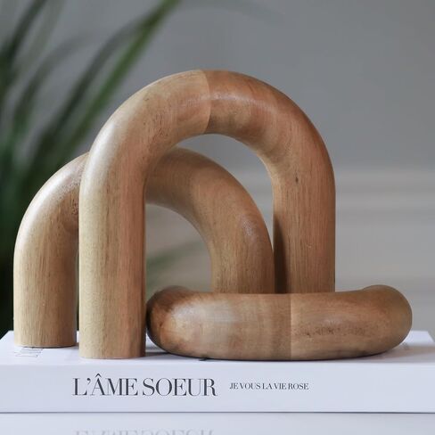 Wooden Arch Decor Set of 3 - Shelf Decor Aesthetic for Coffee Tables, Consoles, Bookcases, & Entryways - Scandinavian & Japandi Home Decor Accents - Wood Decorative Objects in Saudi Arabia