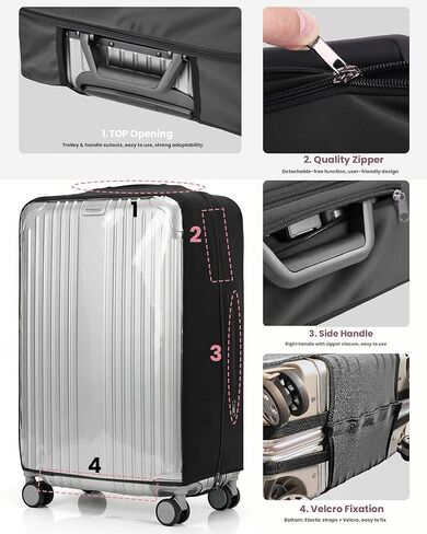 No Disassembly Suitcase Covers for Luggage - Clear PVC Luggage Cover, Transparent Suitcase Protector Cover Fit 19-30 Inch in Saudi Arabia