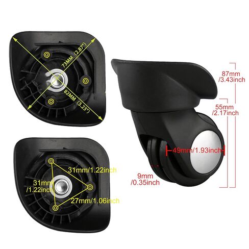 Luggage Spinner Wheel Luggage Wheels Replacement 3.43 Inches W024 Black Right for Suitcases Repairing Part in Kuwait