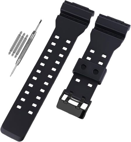 16mm× 29mm Watch Strap Compatible with Casio 10536683 GA700UC GA-700UC GA700 GA-700-1A GA-700-1B Resin Band Replacement for men wirst watchband and women Bracelet, Black in Kuwait