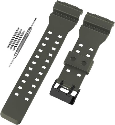 16mm× 29mm Watch Strap Compatible with Casio 10536683 GA700UC GA-700UC GA700 GA-700-1A GA-700-1B Resin Band Replacement for men wirst watchband and women Bracelet, Black in Kuwait