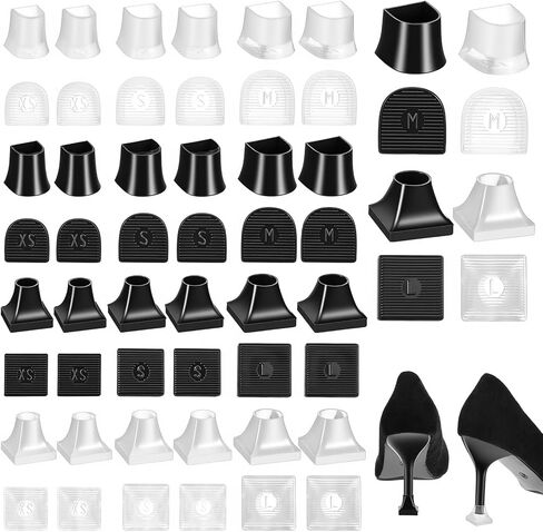 12 Pairs Heel Protectors for High Heels Shoes, Non-Slip Anti-Noise Stiletto Heel Cap Covers, 4 Sizes Shoe Heels Protectors for Grass Wedding, Gravel, Wetlands, Wooden, Tile Outdoor&Indoor Events in Kuwait