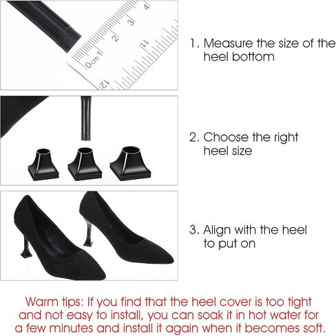 12 Pairs Heel Protectors for High Heels Shoes, Non-Slip Anti-Noise Stiletto Heel Cap Covers, 4 Sizes Shoe Heels Protectors for Grass Wedding, Gravel, Wetlands, Wooden, Tile Outdoor&Indoor Events in Kuwait