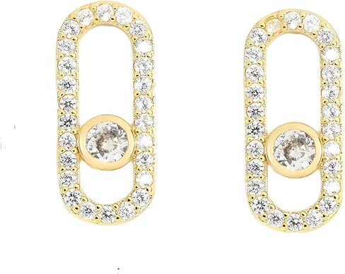 Exquisite Oval Dangle Pendant Earrings for Women silver Paper Clip Cubic Zirconia in Kuwait