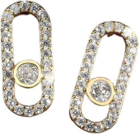 Exquisite Oval Dangle Pendant Earrings for Women silver Paper Clip Cubic Zirconia in Kuwait