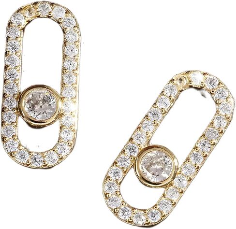 Exquisite Oval Dangle Pendant Earrings for Women silver Paper Clip Cubic Zirconia in Kuwait