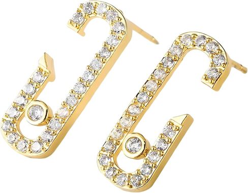 Exquisite Oval Dangle Pendant Earrings for Women silver Paper Clip Cubic Zirconia in Kuwait