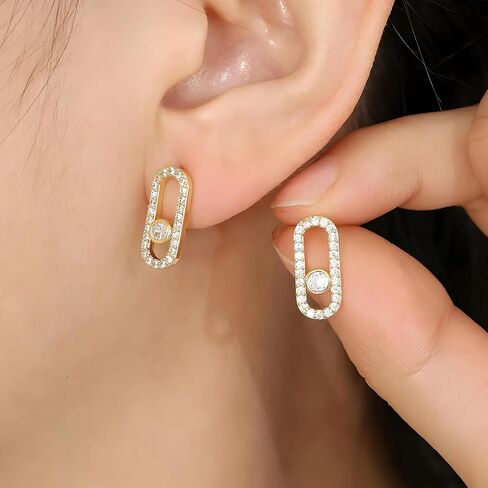 Exquisite Oval Dangle Pendant Earrings for Women silver Paper Clip Cubic Zirconia in Kuwait