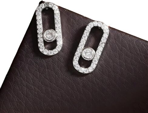 Exquisite Oval Dangle Pendant Earrings for Women silver Paper Clip Cubic Zirconia in Kuwait