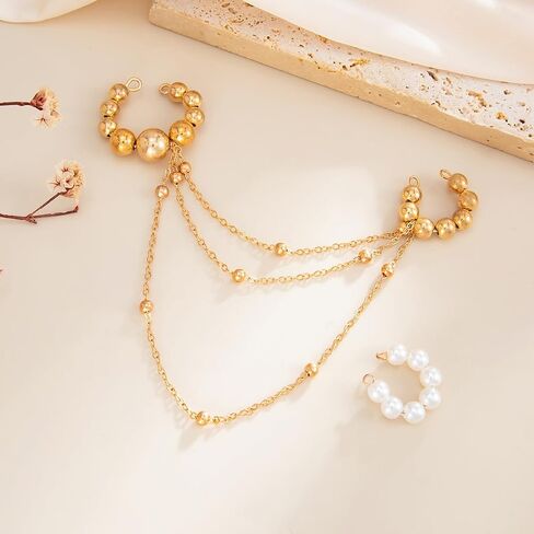 Y2k Tassel Clip On Earrings for Women Dainty Long Pearl Dangling Chain Earrings Punk Jewelry in Saudi Arabia