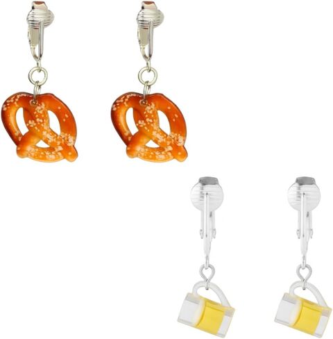 Aloha Earrings Non Pierced Silver Tone Clip On German Oktoberfest Dangling Earrings in Kuwait
