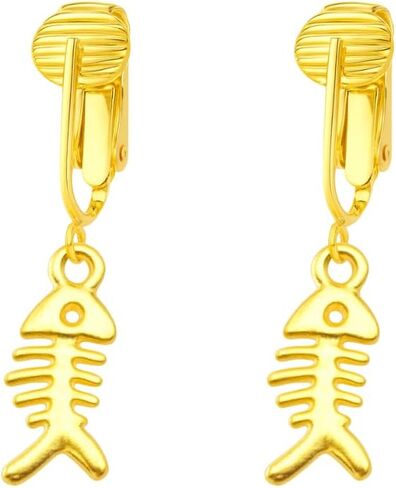 Aloha Earrings Non Pierced Clip On Fishbone Dangling Earrings in Kuwait