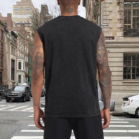 Mens Graphic Tank Tops Vintage Washed Sleeveless Tee Poker Ace of Spades Print Shirt Streetwear Vest Top in Kuwait