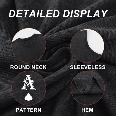 Mens Graphic Tank Tops Vintage Washed Sleeveless Tee Poker Ace of Spades Print Shirt Streetwear Vest Top in Kuwait