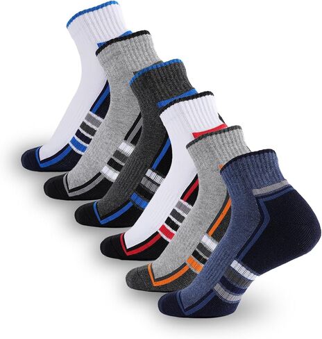Men's Cushioned Quarter Socks, Breathable Cotton Athletic Socks, 6 Pairs, Perfect for Running, Gym and Daily Wearrs in Kuwait