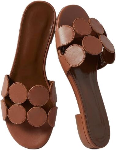Flat Sandals for Women Fashion Open Toe Slip On Slide Sandals Comfortable Summer Travel Dressy Shoes in Saudi Arabia