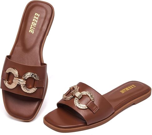 Women's Flat Slide Sandals Summer Dressy Open Toe Sandal Fashion Slip On Beach Sandals in Saudi Arabia