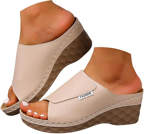 المرأة s ls الصيف المفتوحة تو الجلود الانزلاق على الشرائح عرض واسع Slingback Flatform l الصلبة اللون عدم الانزلاق النعال عارضة الراحة في الهواء الطلق أحذية المشي الشاطئ in Saudi Arabia
