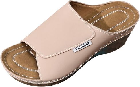 المرأة s ls الصيف المفتوحة تو الجلود الانزلاق على الشرائح عرض واسع Slingback Flatform l الصلبة اللون عدم الانزلاق النعال عارضة الراحة في الهواء الطلق أحذية المشي الشاطئ in Saudi Arabia