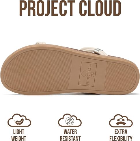 Project Cloud Sandals Women Dressy with Plush & Soft Insole - Non-Slip Strappy Sandals For Women 2026 - Lightweight Slides for Women Footwear - Stylish Womens Sandals (FLOAT,CREA,9M) in Kuwait